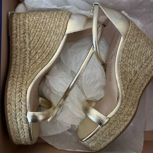 Stuart Weitzman Metallic Gold Espadrille Wedges